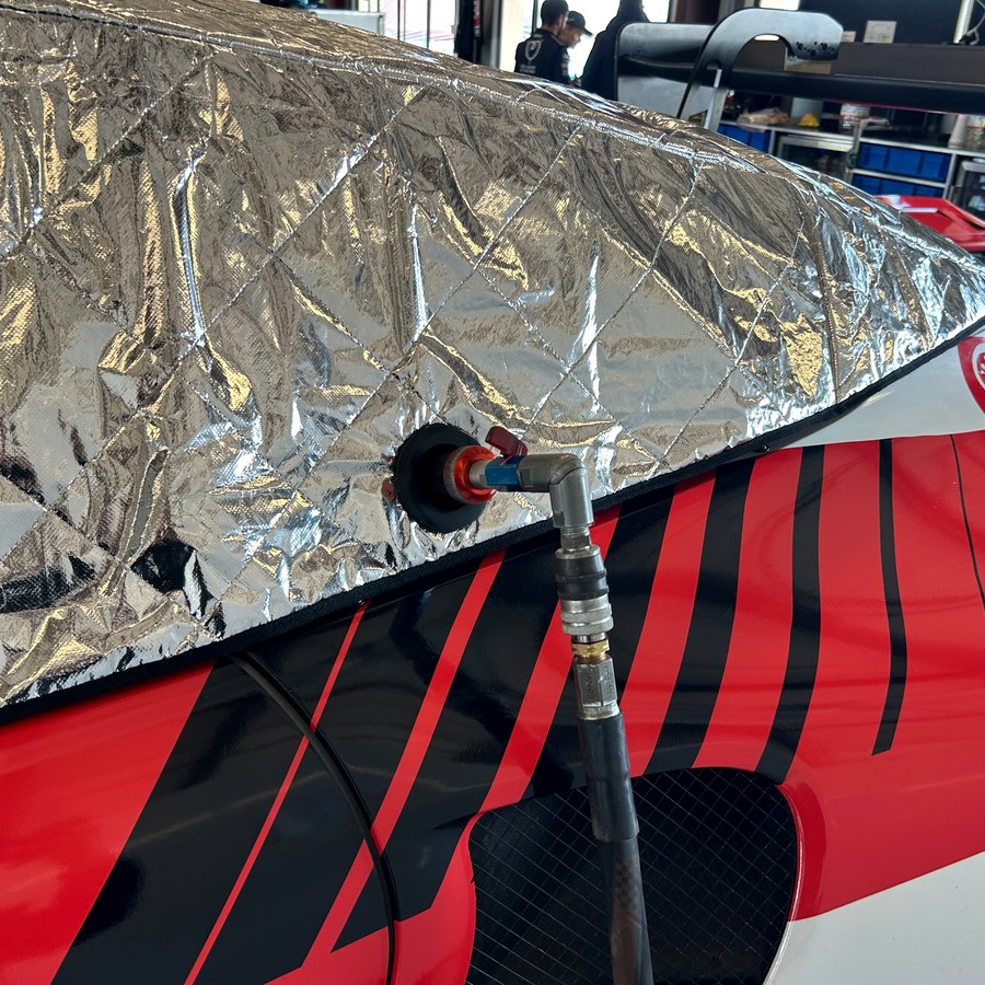 CHILLTOPS cover close-up with pass-through for driver cooling system